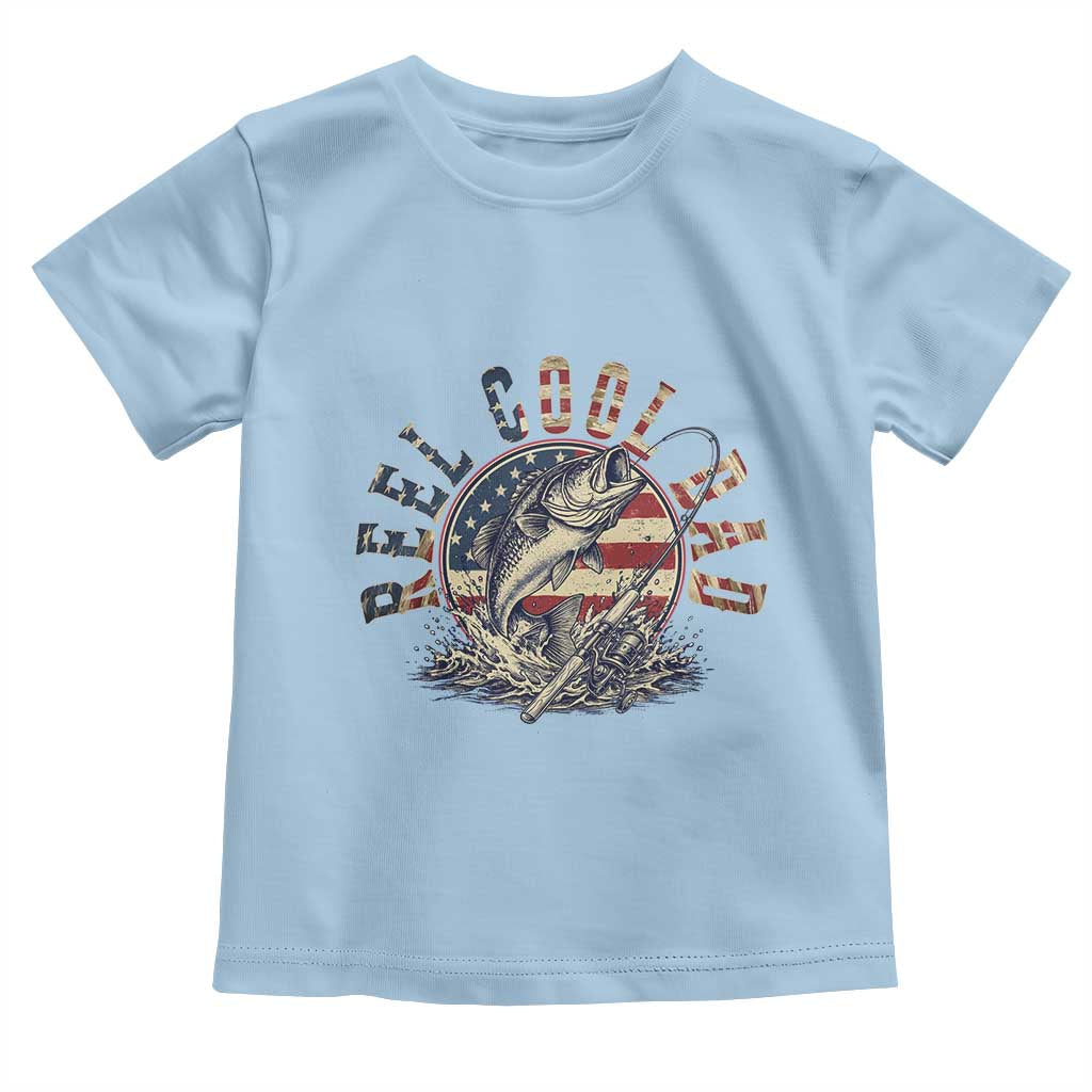 Reel Cool Dad Graphic Toddler T Shirt 4th Of July Fishing Patriotic Dad