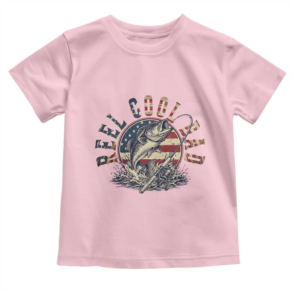 Reel Cool Dad Graphic Toddler T Shirt 4th Of July Fishing Patriotic Dad