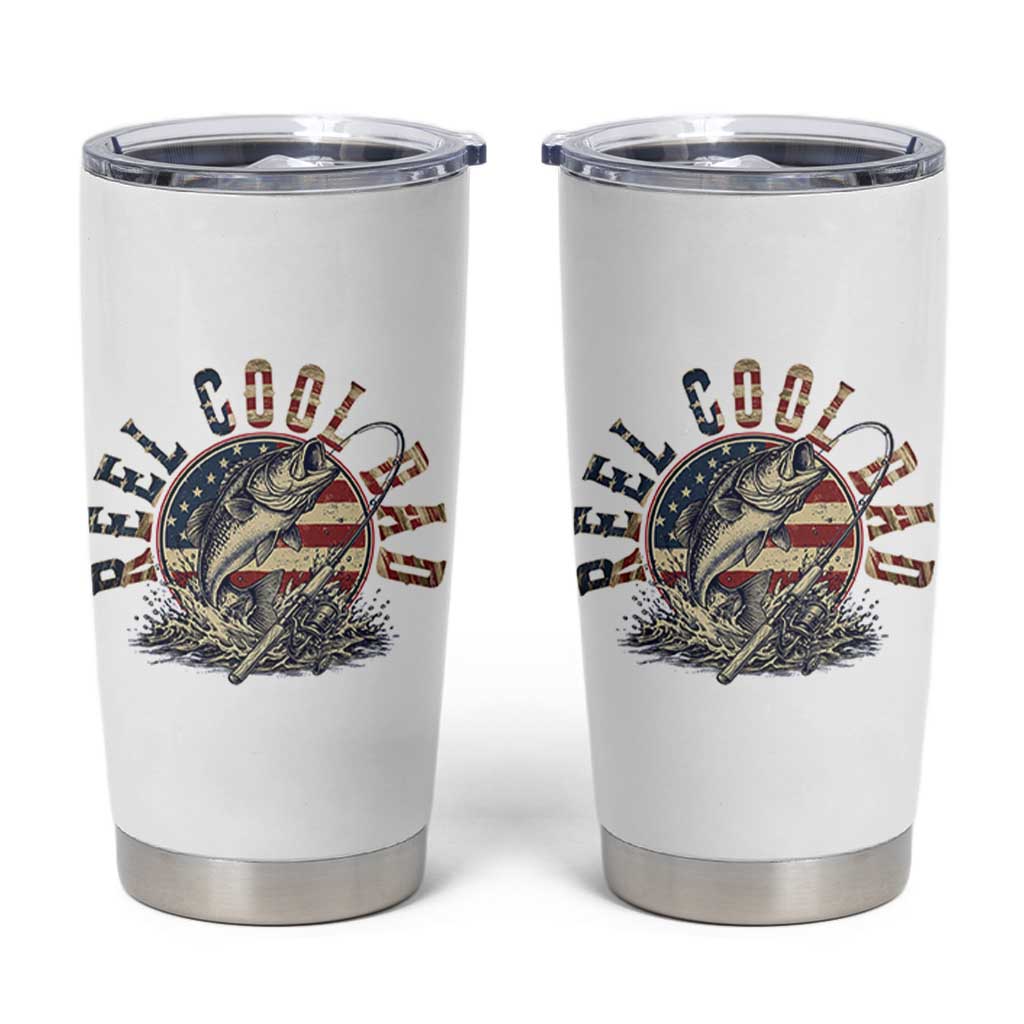 Reel Cool Dad Graphic Tumbler Cup 4th Of July Fishing Patriotic Dad