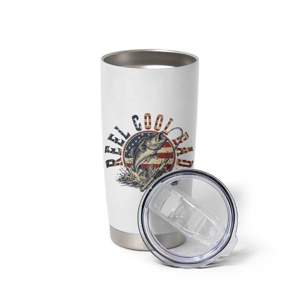 Reel Cool Dad Graphic Tumbler Cup 4th Of July Fishing Patriotic Dad