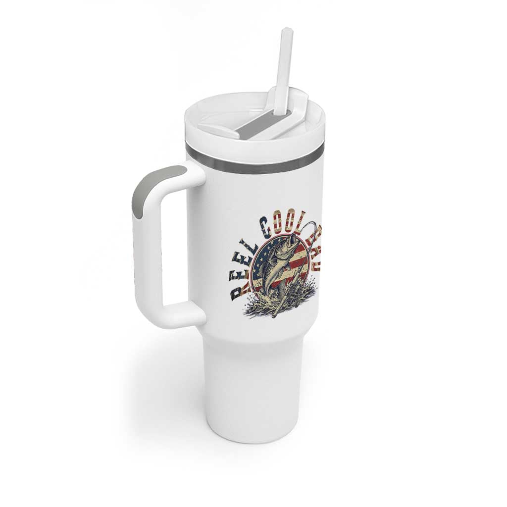 Reel Cool Dad Graphic Tumbler With Handle 4th Of July Fishing Patriotic Dad
