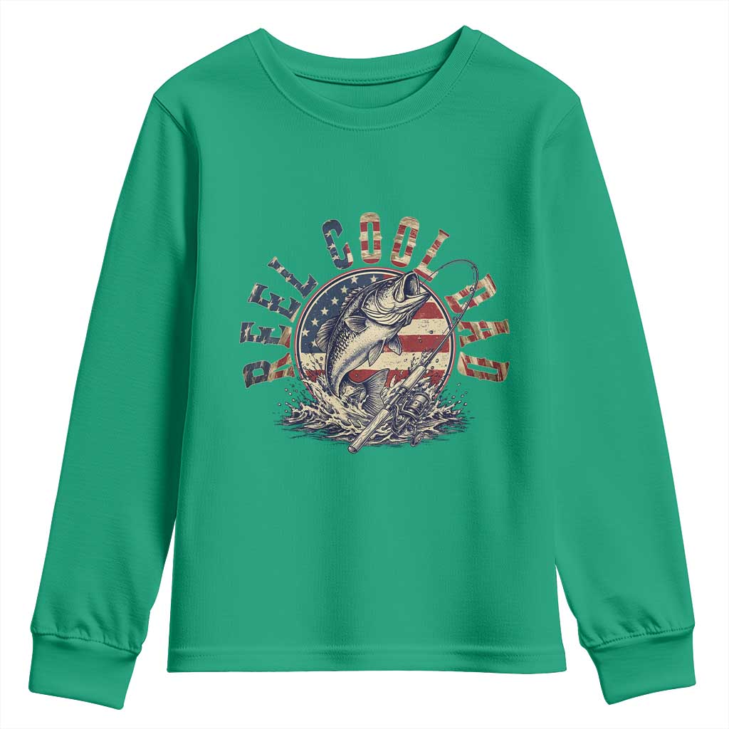 Reel Cool Dad Graphic Youth Sweatshirt 4th Of July Fishing Patriotic Dad