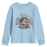 Reel Cool Dad Graphic Youth Sweatshirt 4th Of July Fishing Patriotic Dad