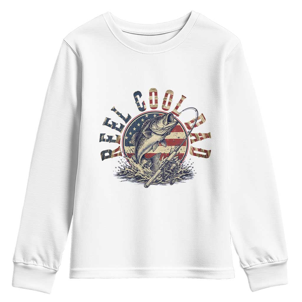 Reel Cool Dad Graphic Youth Sweatshirt 4th Of July Fishing Patriotic Dad