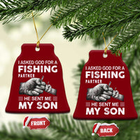 Father And Son Fishing Ceramic Ornament Asked God For A Fishing Partner Graphic