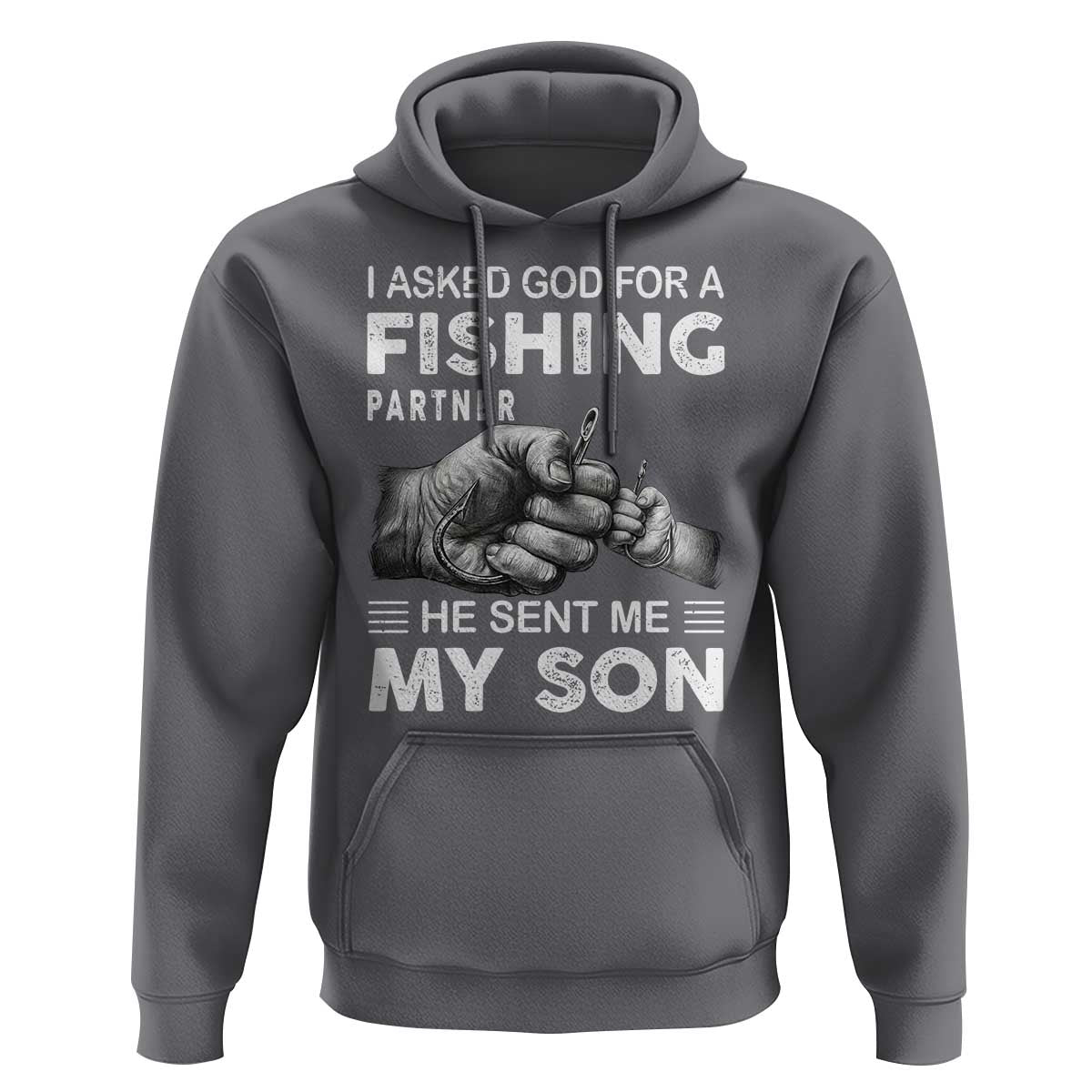 Father And Son Fishing Hoodie Asked God For A Fishing Partner Graphic