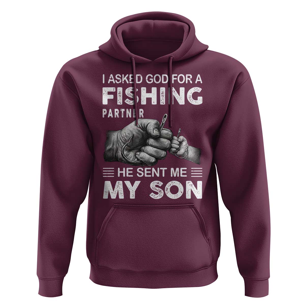 Father And Son Fishing Hoodie Asked God For A Fishing Partner Graphic