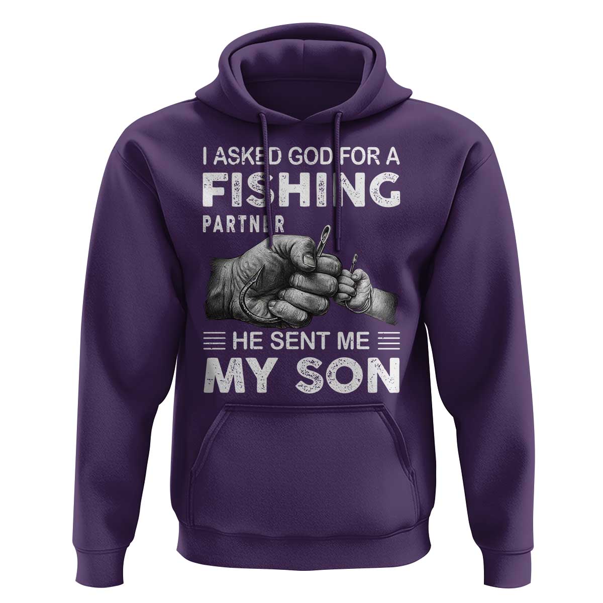 Father And Son Fishing Hoodie Asked God For A Fishing Partner Graphic