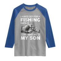 Father And Son Fishing Raglan Shirt Asked God For A Fishing Partner Graphic