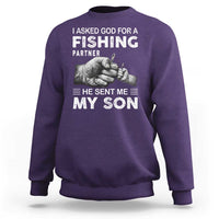 Father And Son Fishing Sweatshirt Asked God For A Fishing Partner Graphic