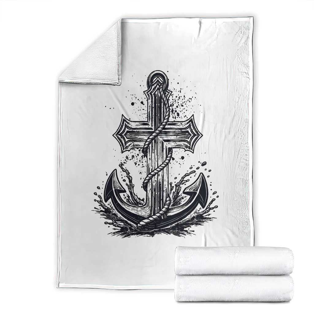 Faith Family Fishing Jesus Cross Anchor Throw Blanket Funny Christian Fisherman