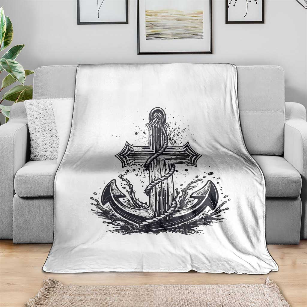 Faith Family Fishing Jesus Cross Anchor Throw Blanket Funny Christian Fisherman