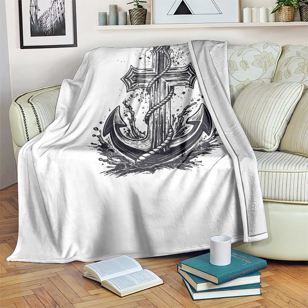 Faith Family Fishing Jesus Cross Anchor Throw Blanket Funny Christian Fisherman