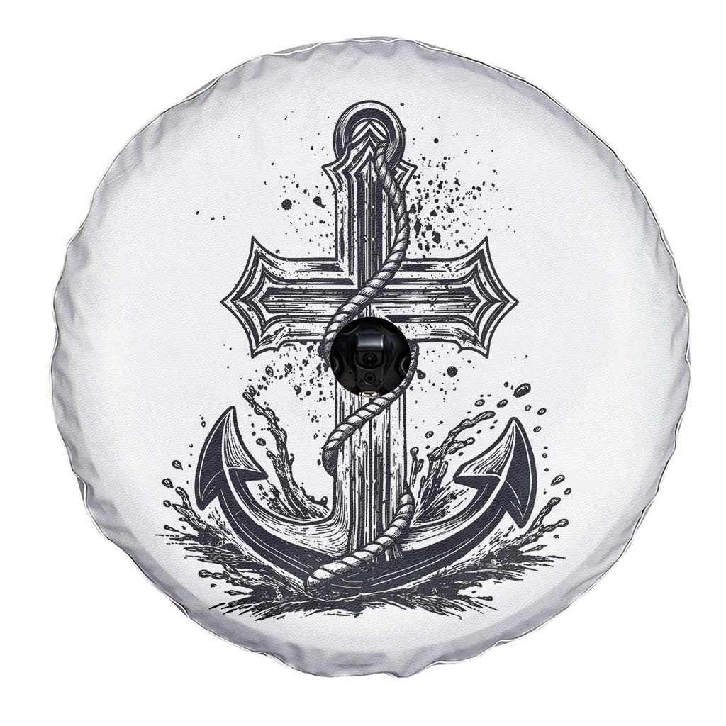 Faith Family Fishing Jesus Cross Anchor Spare Tire Cover Funny Christian Fisherman