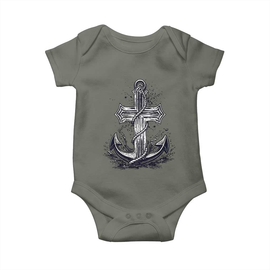 Faith Family Fishing Jesus Cross Anchor Baby Onesie Funny Christian Fisherman