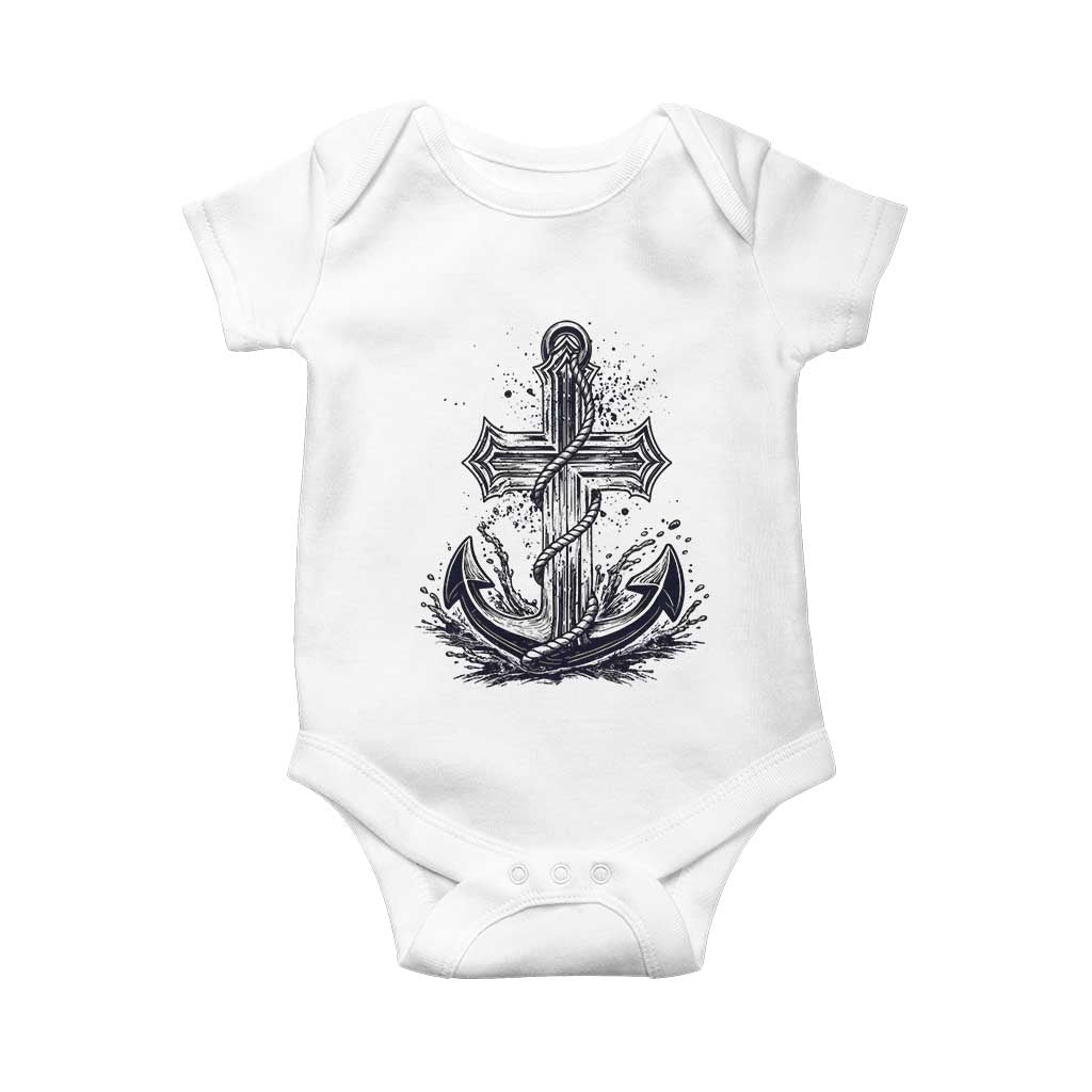 Faith Family Fishing Jesus Cross Anchor Baby Onesie Funny Christian Fisherman