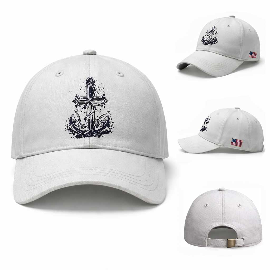 Faith Family Fishing Jesus Cross Anchor Baseball Cap Funny Christian Fisherman