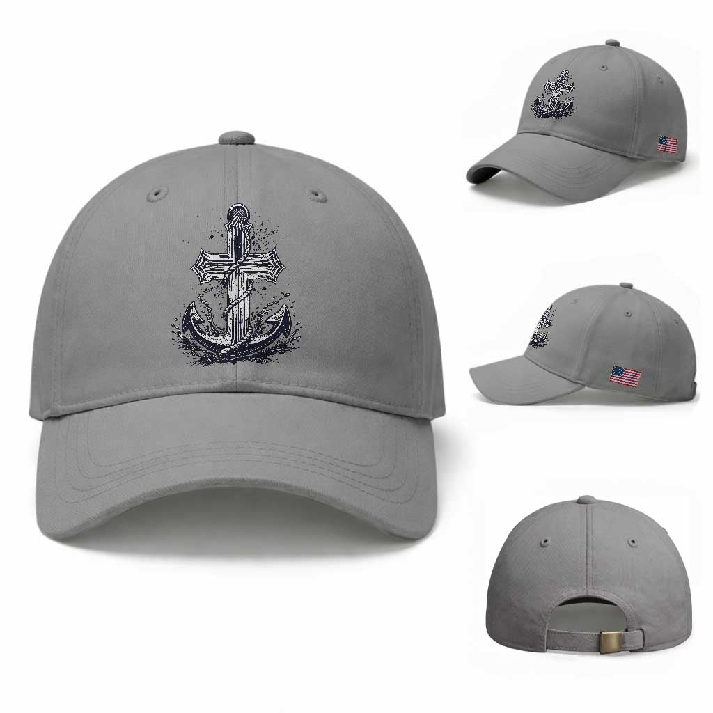 Faith Family Fishing Jesus Cross Anchor Baseball Cap Funny Christian Fisherman