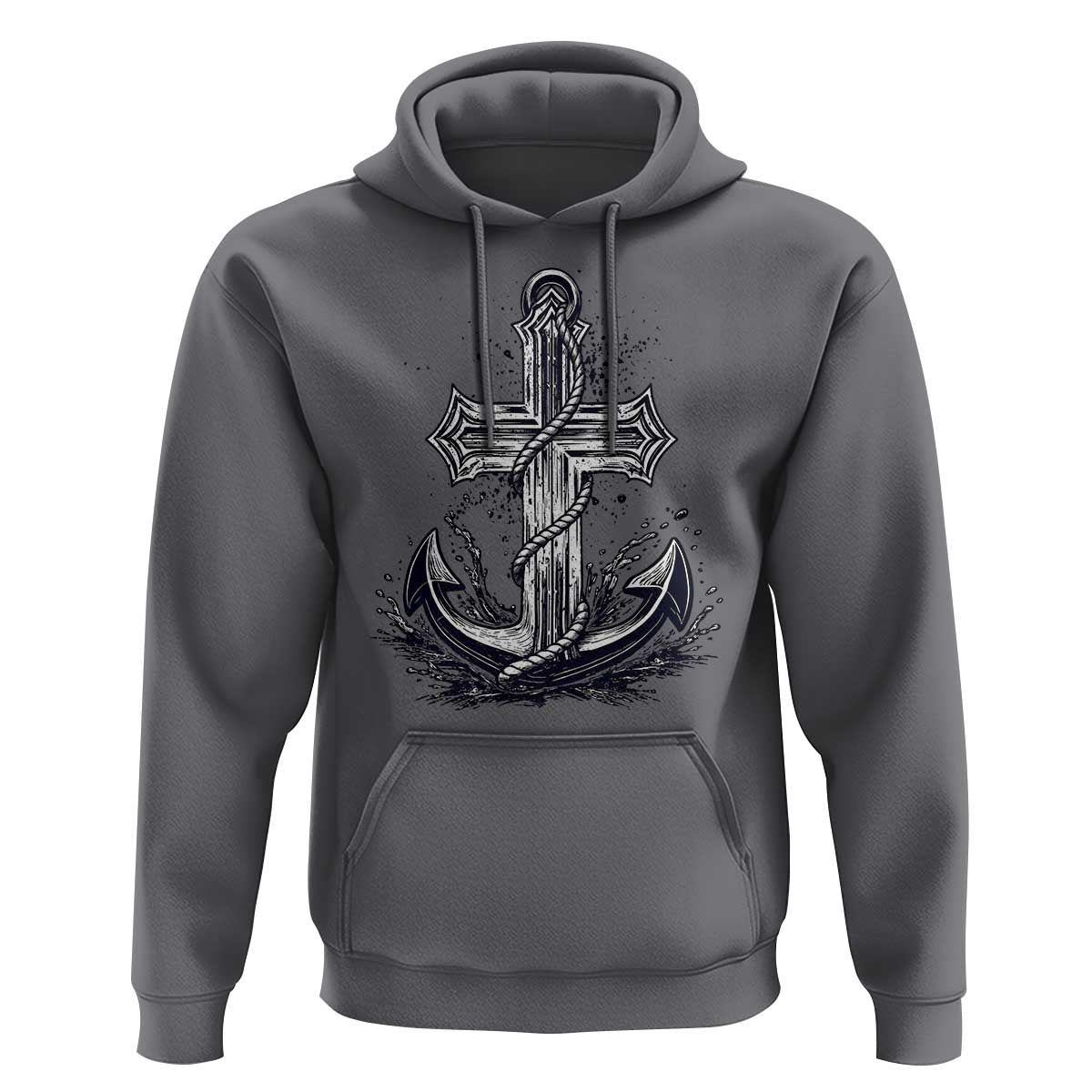 Faith Family Fishing Jesus Cross Anchor Hoodie Funny Christian Fisherman