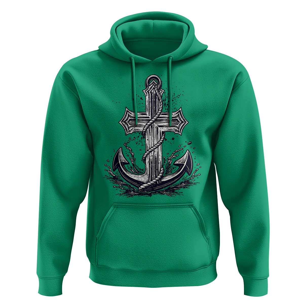 Faith Family Fishing Jesus Cross Anchor Hoodie Funny Christian Fisherman