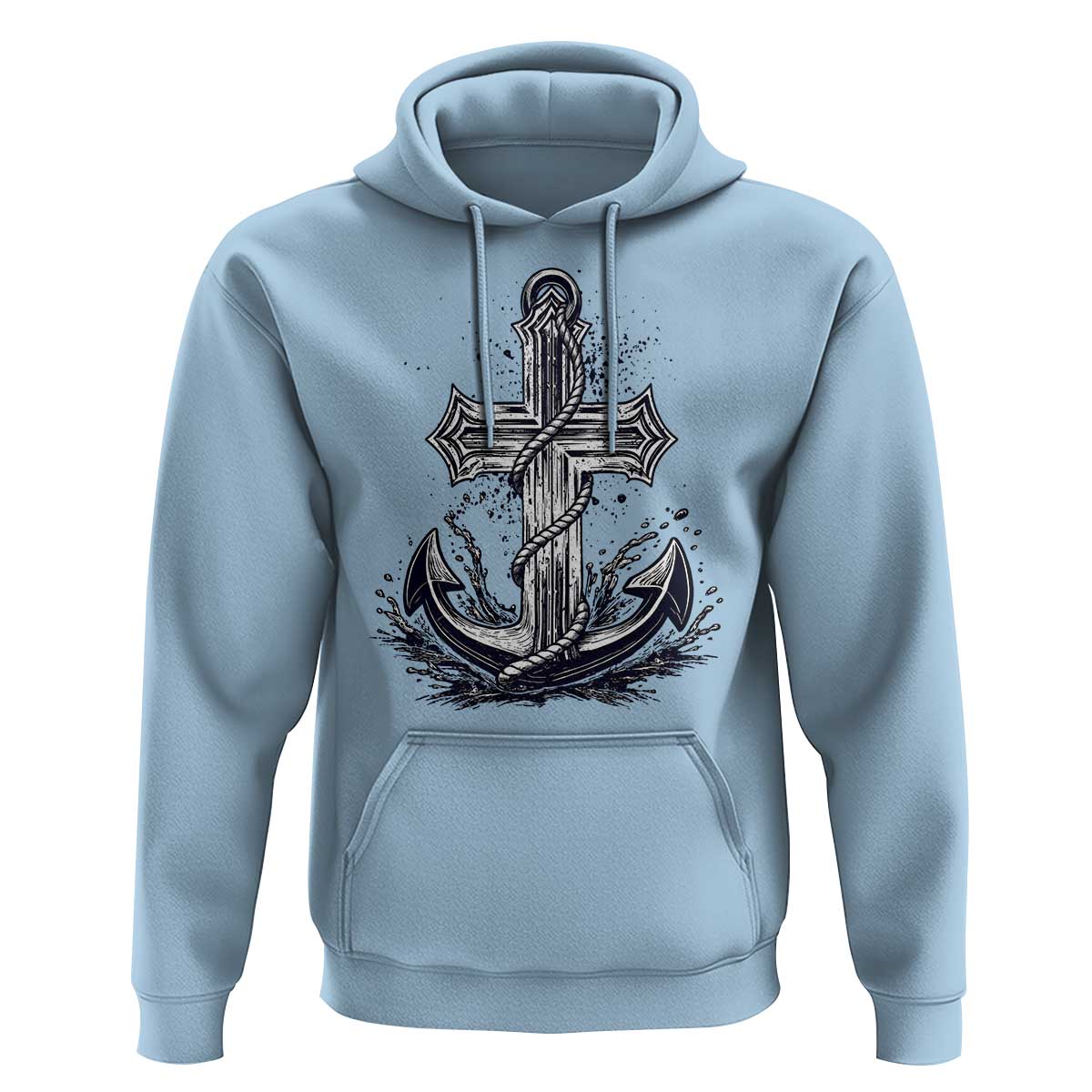 Faith Family Fishing Jesus Cross Anchor Hoodie Funny Christian Fisherman
