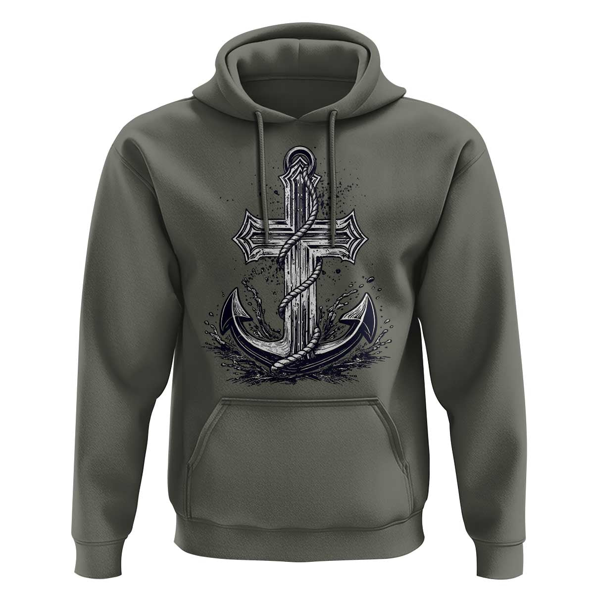 Faith Family Fishing Jesus Cross Anchor Hoodie Funny Christian Fisherman
