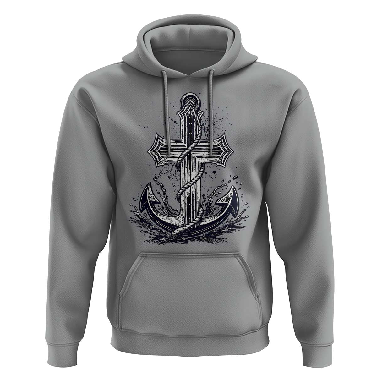Faith Family Fishing Jesus Cross Anchor Hoodie Funny Christian Fisherman