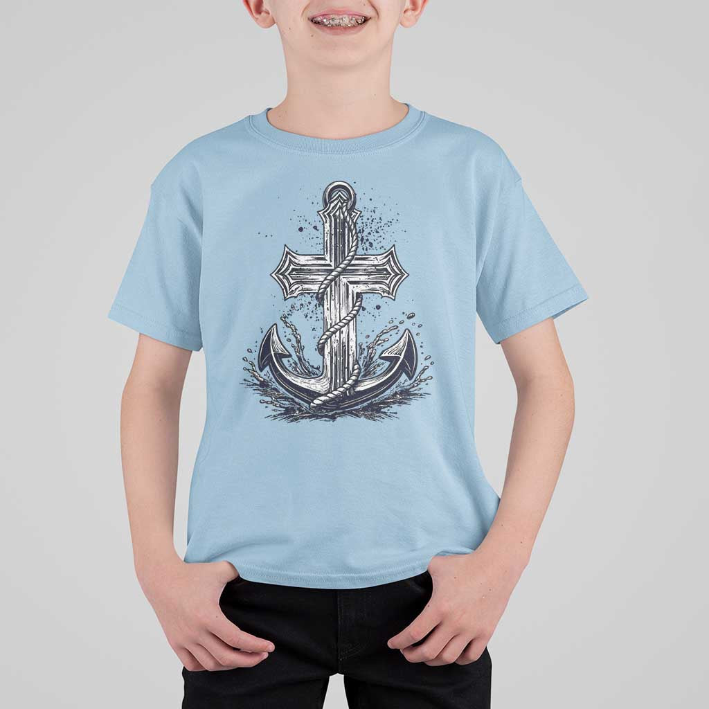 Faith Family Fishing Jesus Cross Anchor T Shirt For Kid Funny Christian Fisherman