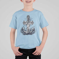 Faith Family Fishing Jesus Cross Anchor T Shirt For Kid Funny Christian Fisherman