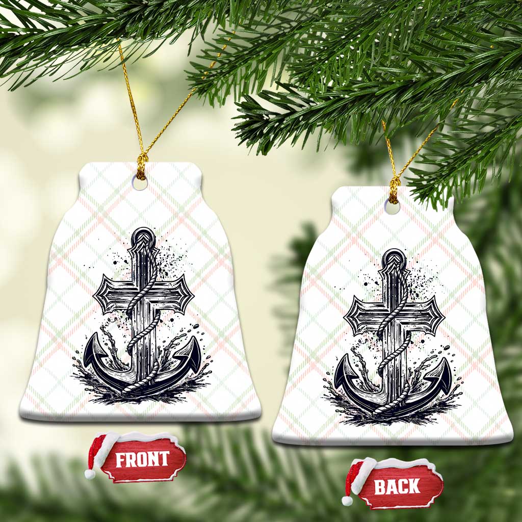 Faith Family Fishing Jesus Cross Anchor Ceramic Ornament Funny Christian Fisherman