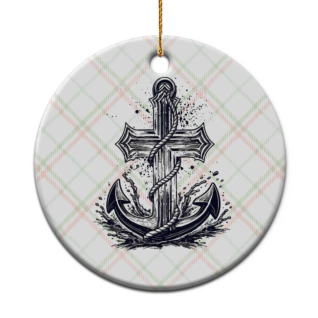 Faith Family Fishing Jesus Cross Anchor Ceramic Ornament Funny Christian Fisherman