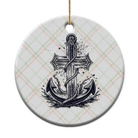 Faith Family Fishing Jesus Cross Anchor Ceramic Ornament Funny Christian Fisherman