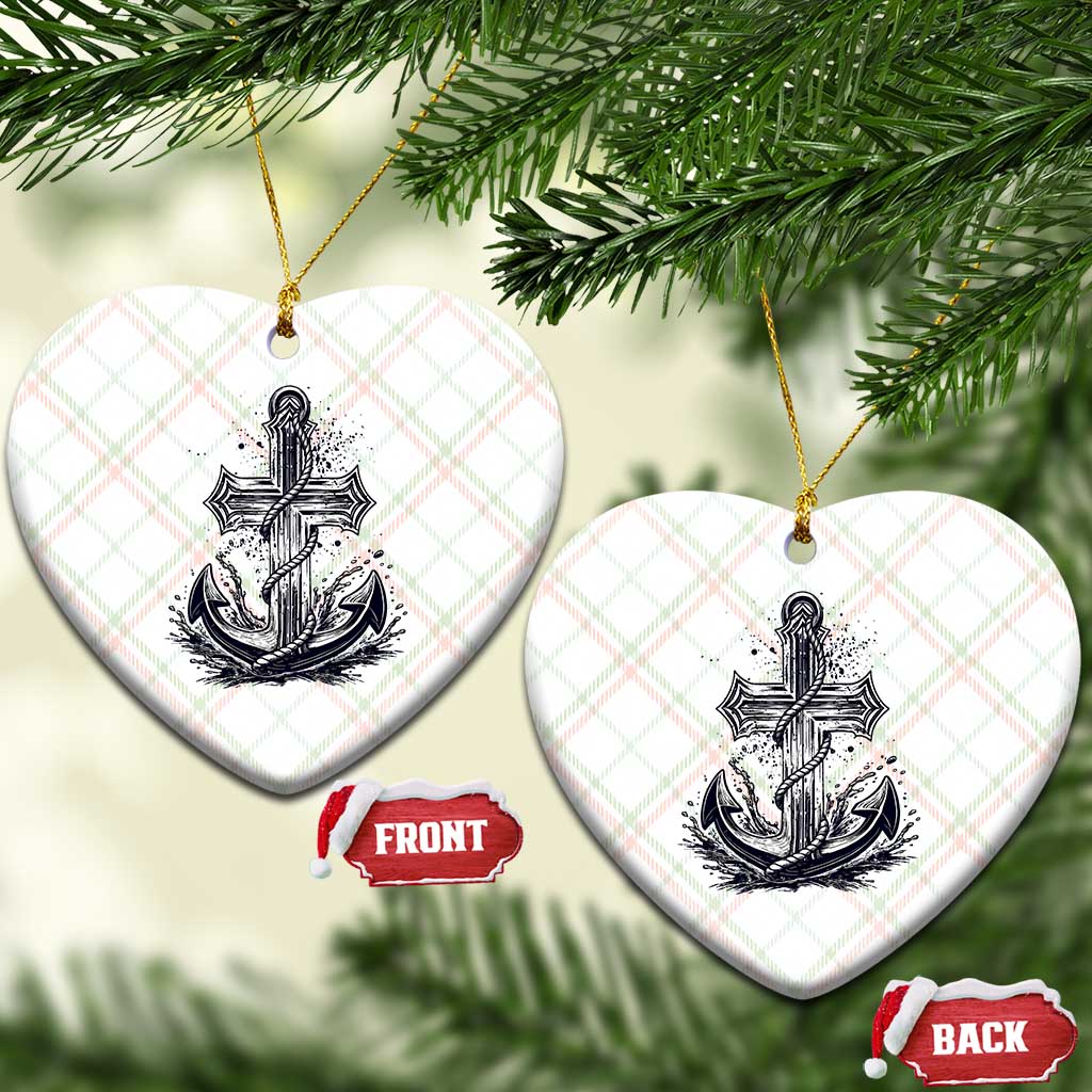 Faith Family Fishing Jesus Cross Anchor Ceramic Ornament Funny Christian Fisherman