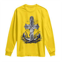 Faith Family Fishing Jesus Cross Anchor Long Sleeve Shirt Funny Christian Fisherman