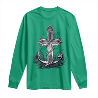 Faith Family Fishing Jesus Cross Anchor Long Sleeve Shirt Funny Christian Fisherman