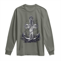 Faith Family Fishing Jesus Cross Anchor Long Sleeve Shirt Funny Christian Fisherman