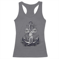 Faith Family Fishing Jesus Cross Anchor Racerback Tank Top Funny Christian Fisherman
