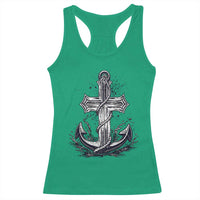 Faith Family Fishing Jesus Cross Anchor Racerback Tank Top Funny Christian Fisherman