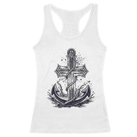 Faith Family Fishing Jesus Cross Anchor Racerback Tank Top Funny Christian Fisherman
