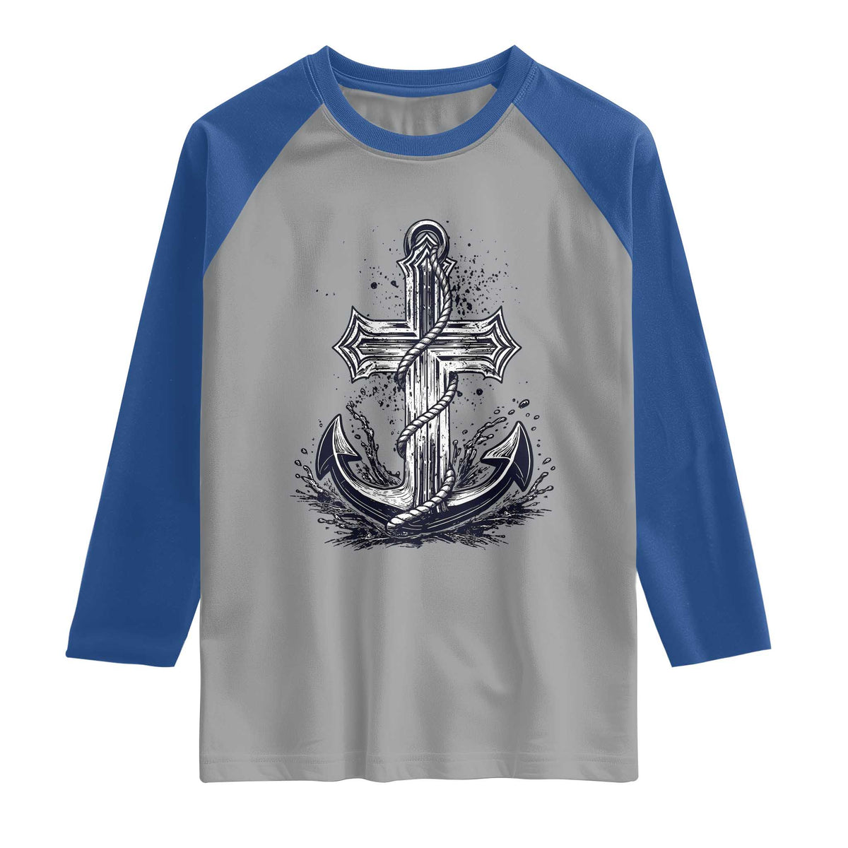 Faith Family Fishing Jesus Cross Anchor Raglan Shirt Funny Christian Fisherman