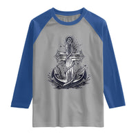 Faith Family Fishing Jesus Cross Anchor Raglan Shirt Funny Christian Fisherman