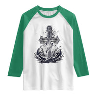 Faith Family Fishing Jesus Cross Anchor Raglan Shirt Funny Christian Fisherman