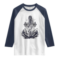 Faith Family Fishing Jesus Cross Anchor Raglan Shirt Funny Christian Fisherman