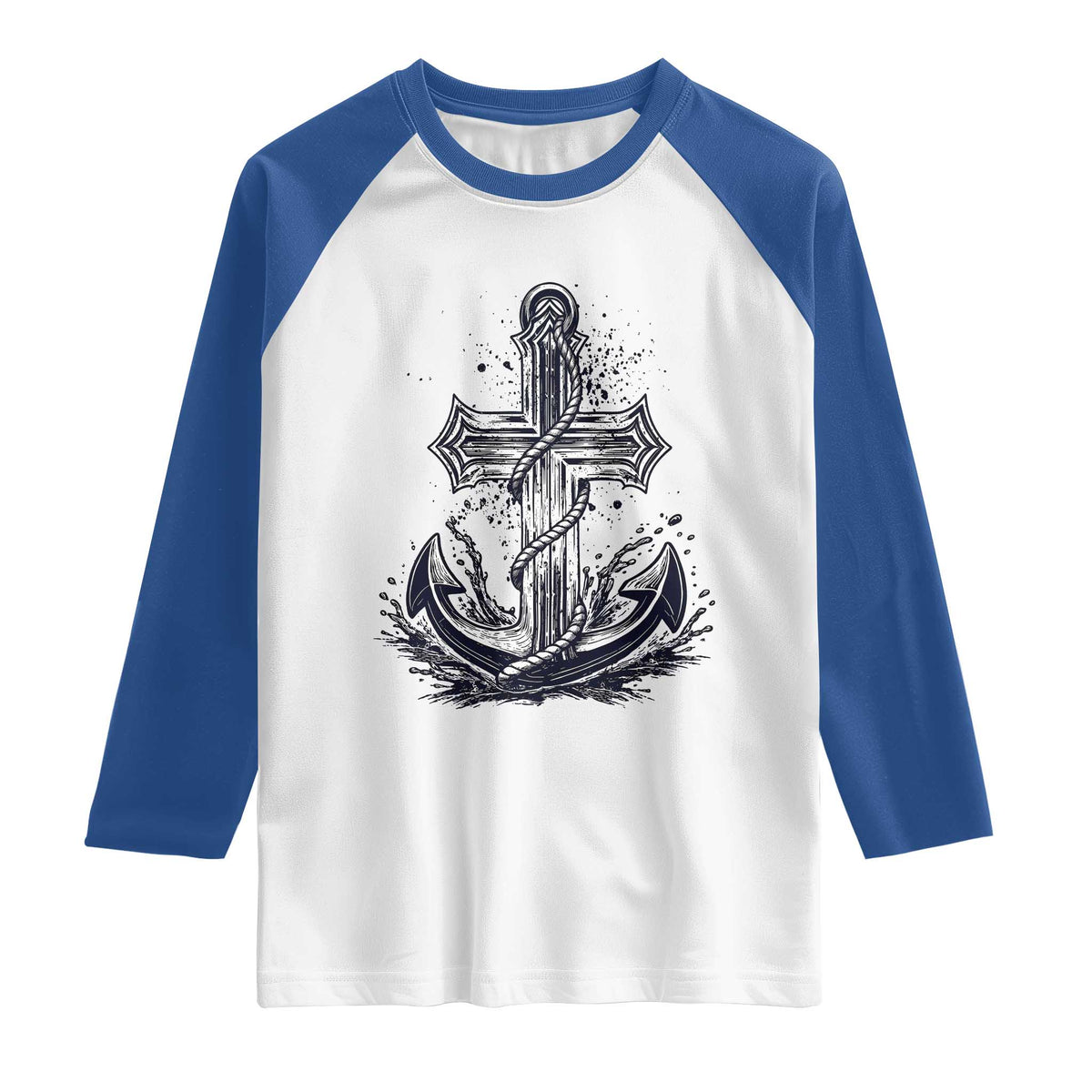 Faith Family Fishing Jesus Cross Anchor Raglan Shirt Funny Christian Fisherman