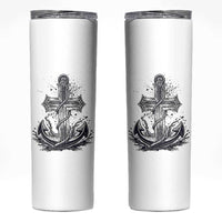 Faith Family Fishing Jesus Cross Anchor Skinny Tumbler Funny Christian Fisherman