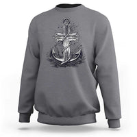 Faith Family Fishing Jesus Cross Anchor Sweatshirt Funny Christian Fisherman