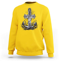 Faith Family Fishing Jesus Cross Anchor Sweatshirt Funny Christian Fisherman