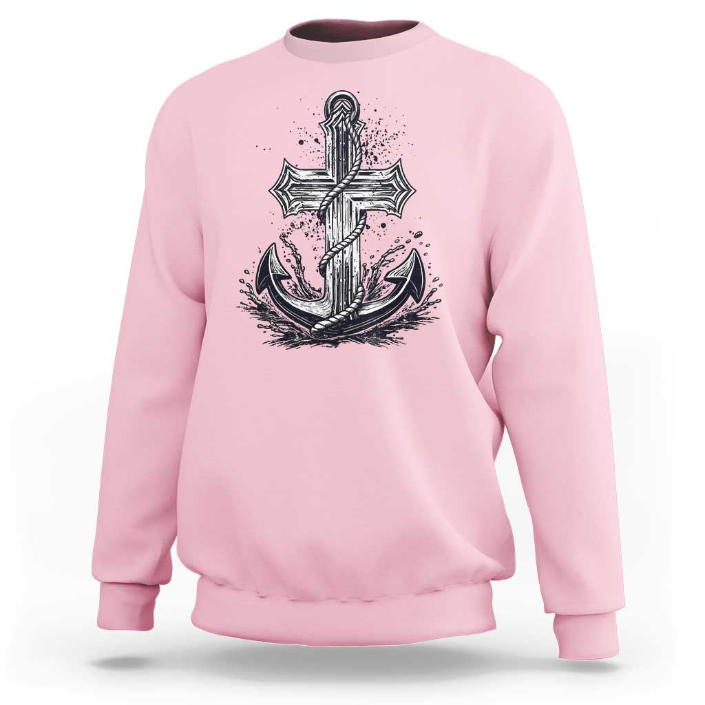 Faith Family Fishing Jesus Cross Anchor Sweatshirt Funny Christian Fisherman