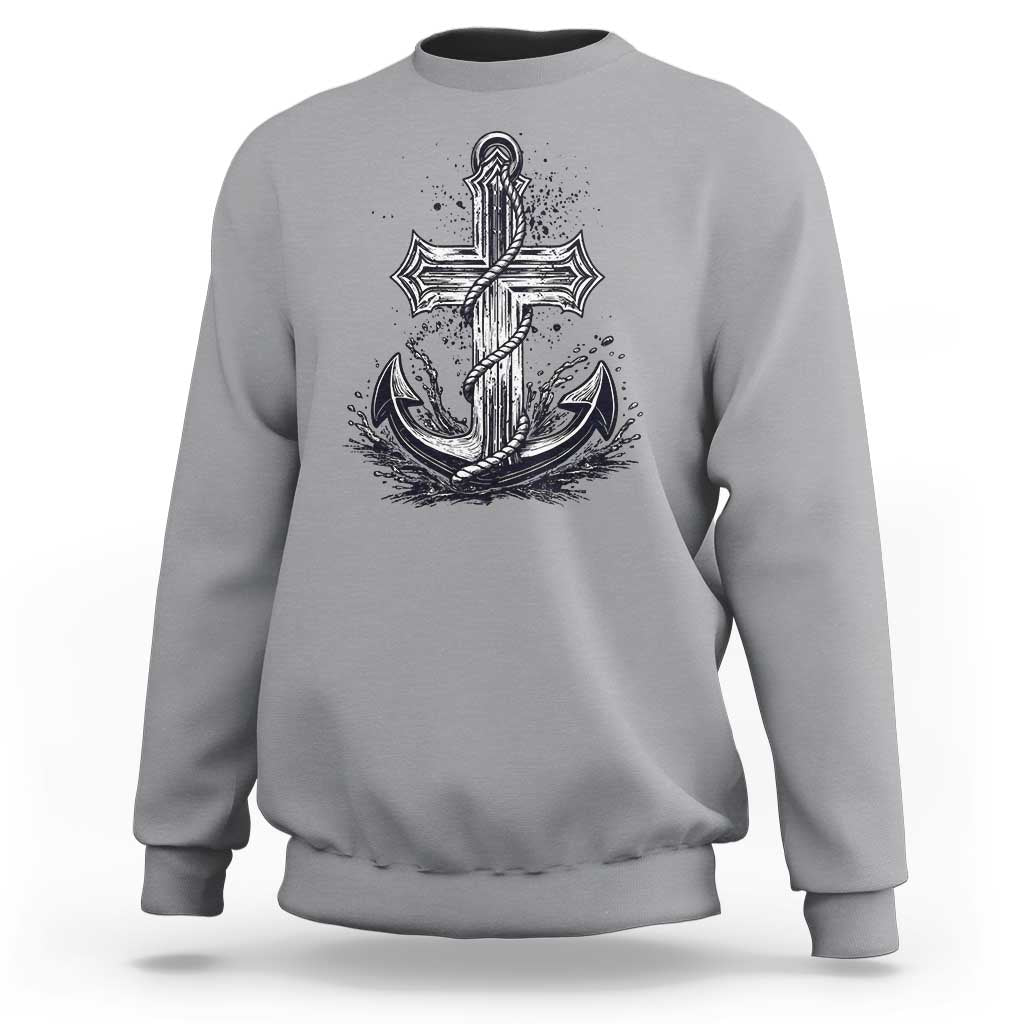 Faith Family Fishing Jesus Cross Anchor Sweatshirt Funny Christian Fisherman