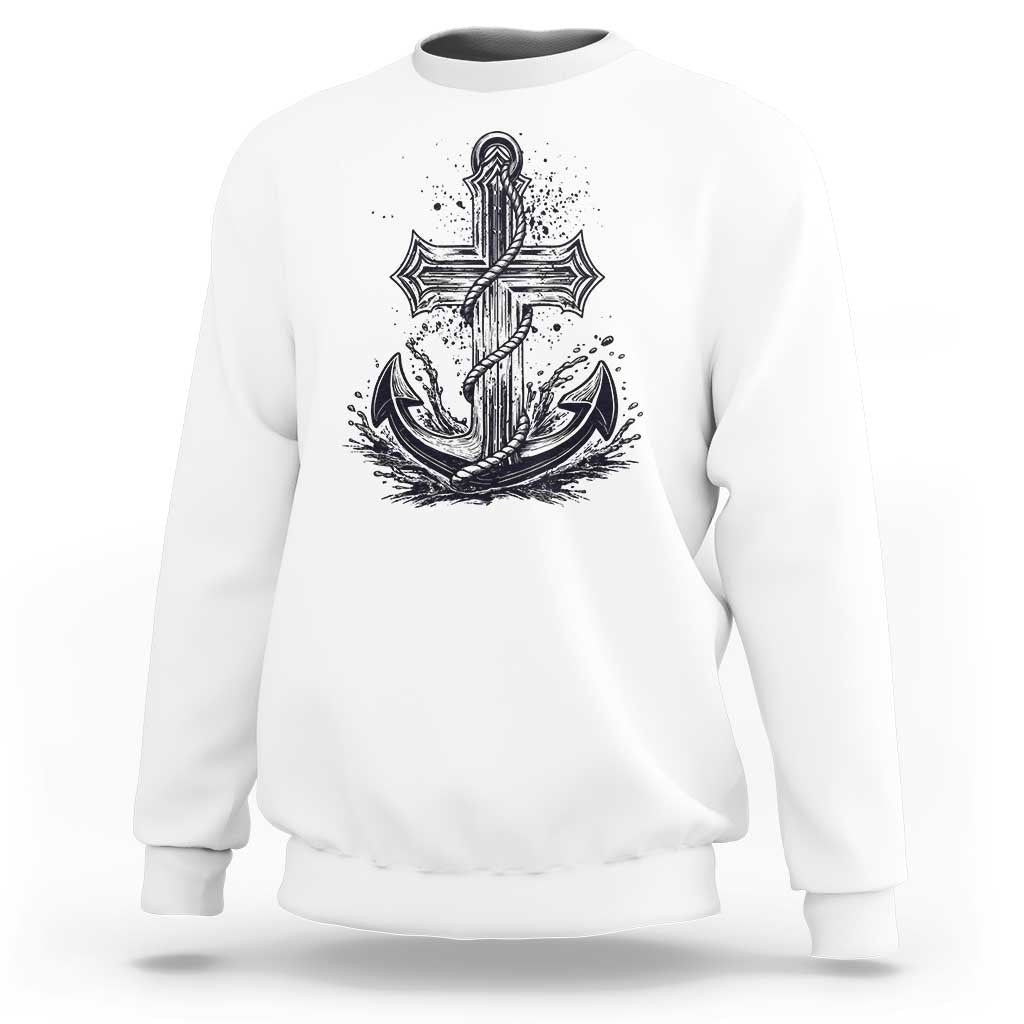 Faith Family Fishing Jesus Cross Anchor Sweatshirt Funny Christian Fisherman
